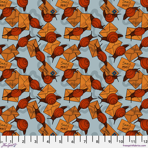 Snail Mail - Blue || Love Letters by Club Hauer -- Free Spirit Fabrics