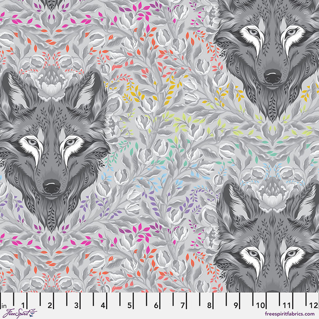 Wolf of Pink Street - Fog || Graywork by Tula Pink -- Free Spirit Fabrics