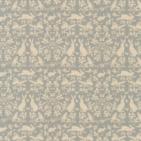 Rabbits Gray Cotton Flax -- Cotton Flax Prints by Sevenberry -- Robert Kaufman