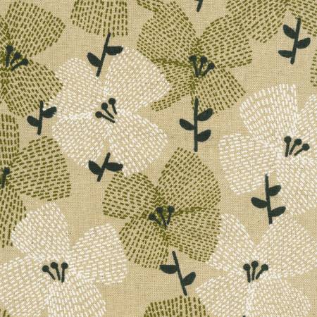 Flowers Natural Canvas -- Cotton Flax Prints by Sevenberry -- Robert Kaufman
