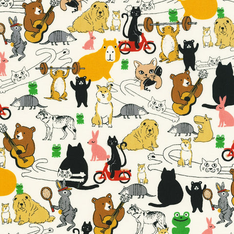 Cats & Dogs in Ivory by Sevenberry from Musings --- Robert Kaufman Fabric