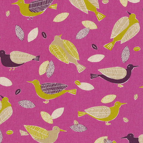 Birds on Berry Natural Canvas -- Cotton Flax Prints by Sevenberry -- Robert Kaufman