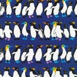 Navy Penguins Natural Canvas -- Cotton Canvas Prints by Sevenberry -- Robert Kaufman