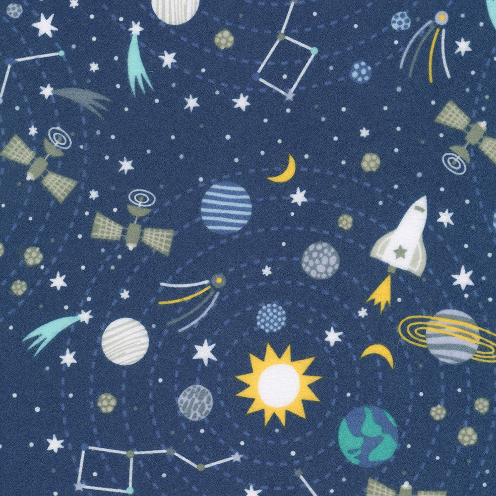 MIDNIGHT from Astrobots Flannel -- Robert Kaufman