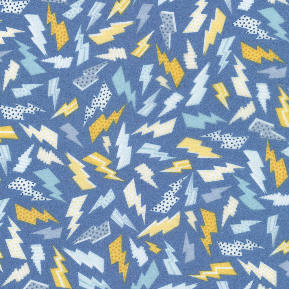 Blue Lightning Bolts from Astrobots Flannel -- Robert Kaufman