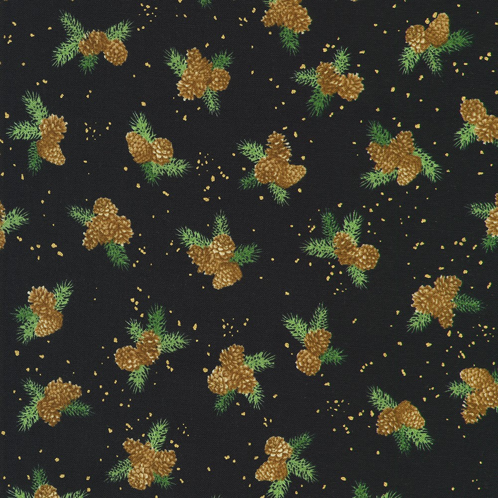Pinecones in BLACK from Holiday Flourish - Forest Glen -- Robert Kaufman