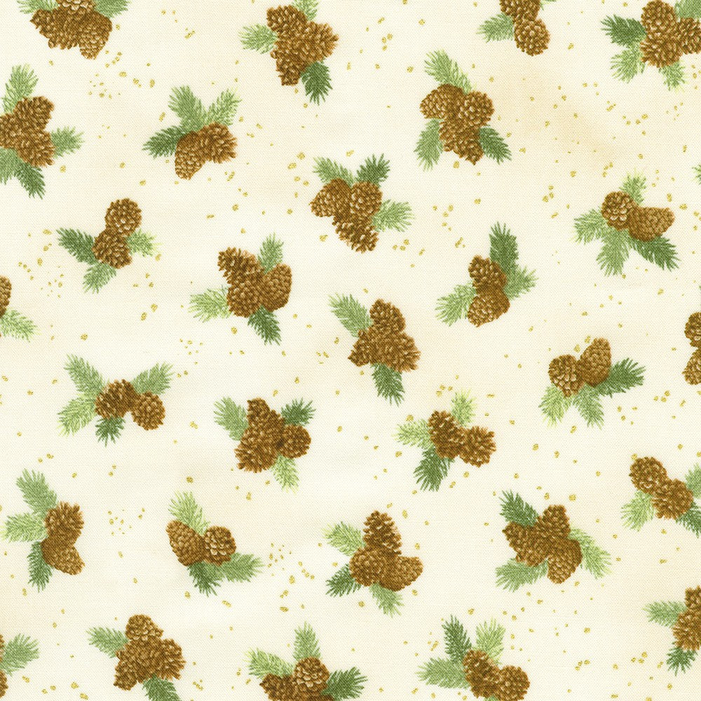 Pinecones in Cream from Holiday Flourish - Forest Glen -- Robert Kaufman