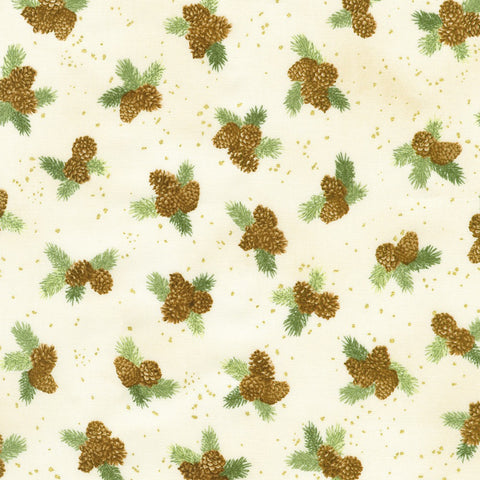 Pinecones in Cream from Holiday Flourish - Forest Glen -- Robert Kaufman