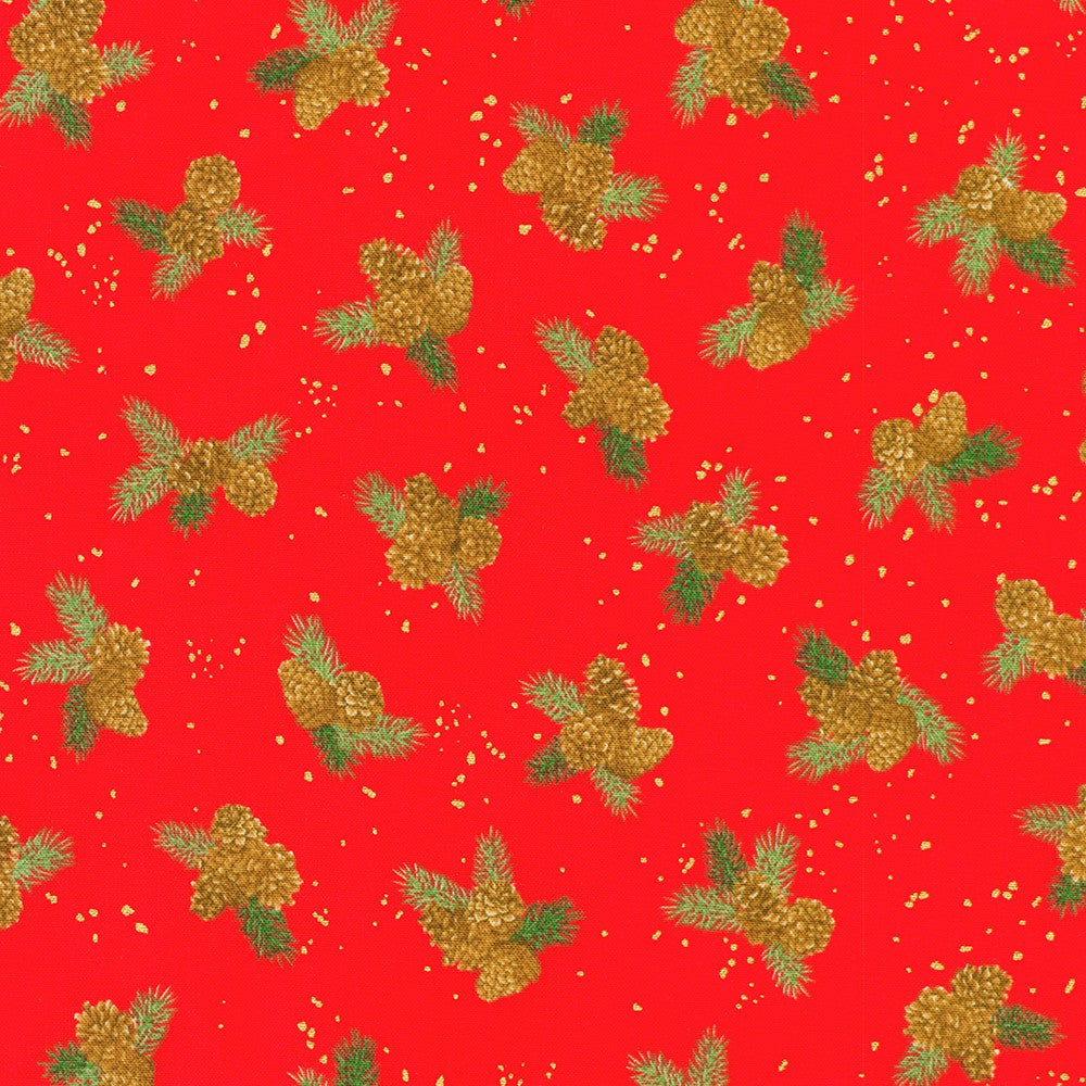 Pinecones in CRIMSON from Holiday Flourish - Forest Glen -- Robert Kaufman