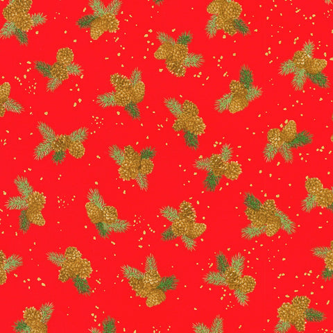 Pinecones in CRIMSON from Holiday Flourish - Forest Glen -- Robert Kaufman
