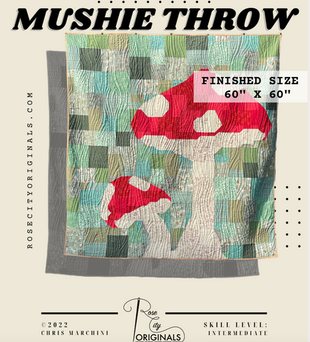 Mushie Throw - Patchwork Quilt Pattern - Printed Pattern -- Rose City Originals