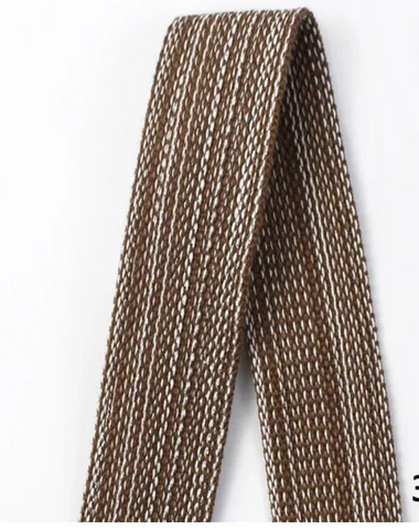 30mm Jacquard Polyester/Cotton Webbing in Coffee