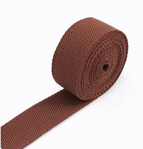 1.5" wide 2mm Thick Cotton Webbing in Coffee