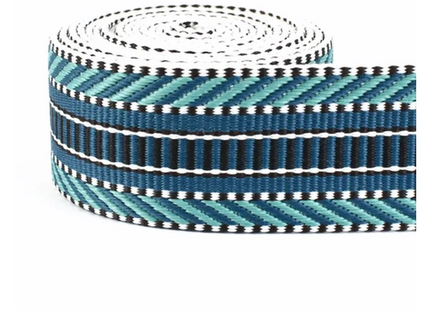 38mm Jacquard Webbing Teal & Navy