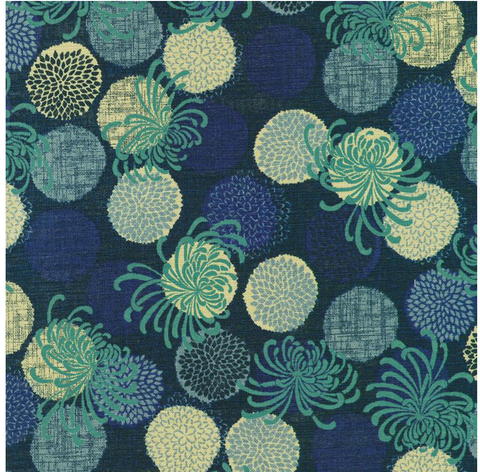 NAVY Mums by Sevenberry from Sevenberry: Nara Homespun -- Robert Kaufman