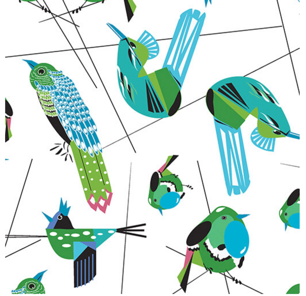 Bird Haven in White -- OLIVIA KLUE FOR Tina Givens -- Benartex Fabrics