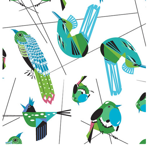 Bird Haven in White -- OLIVIA KLUE FOR Tina Givens -- Benartex Fabrics