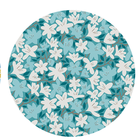 Angie in Turquoise -- Blooming 2 by WOLFF PAPER -- Benartex Fabrics