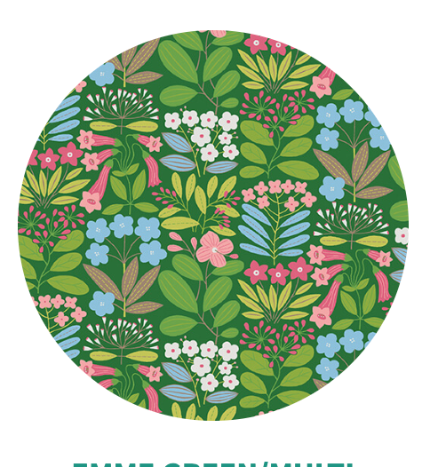 Emme in Green -- Blooming 2 by WOLFF PAPER -- Benartex Fabrics