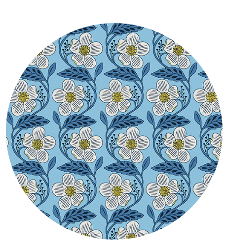Dora in Sky -- Blooming 2 by WOLFF PAPER -- Benartex Fabrics