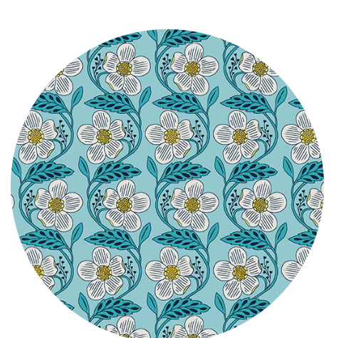 Dora in Turquoise -- Blooming 2 by WOLFF PAPER -- Benartex Fabrics