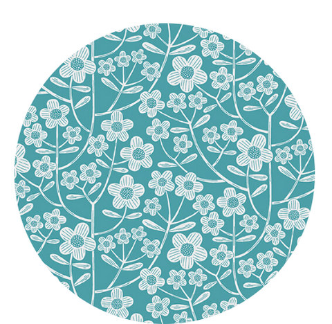 Brynn in Turquoise -- Blooming 2 by WOLFF PAPER -- Benartex Fabrics