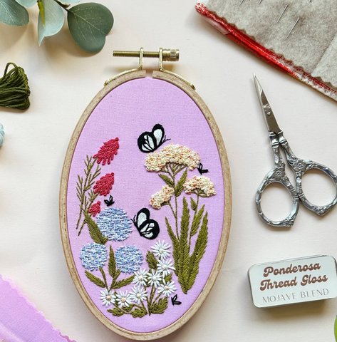 Butterfly Garden - Floral Embroidery Kit for Intermediate Stitchers -- MCreativeJ
