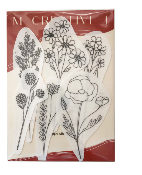 Wildflower Stems Embroidery Patterns - Stick and Stitch Floral Embroidery -- MCreativeJ