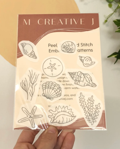Seashells Embroidery Patterns - Stick and Stitch Beach Embroidery -- MCreativeJ