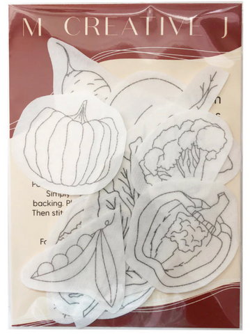 Veggie Delight - Peel Stick and Stitch Hand Embroidery Patterns -- MCreativeJ