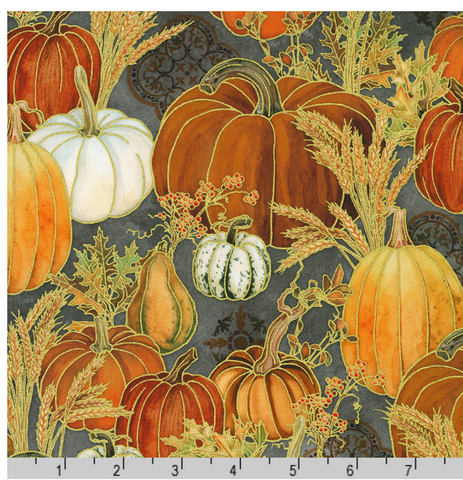 Pumpkins in GRAPHITE by Lynnea Washburn from Warm Welcome -- Robert Kaufman