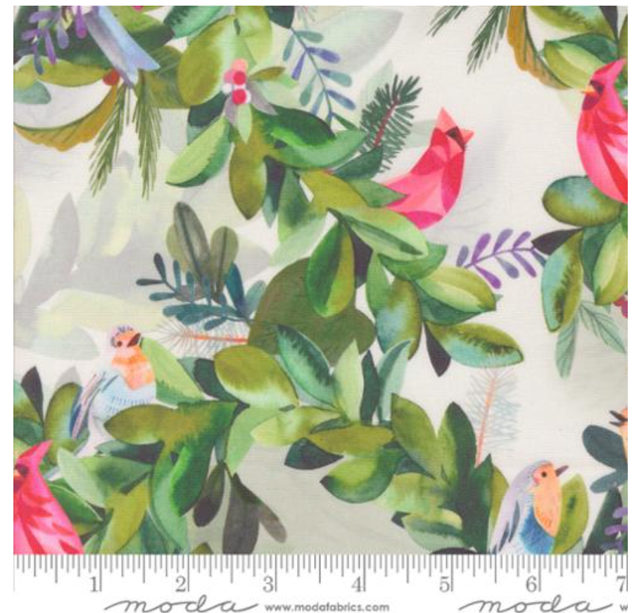 Garland Aviary in Snowflake -- Love And Cheer by Amarilys Henderson -- Moda Fabrics