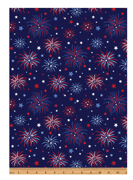 Fireworks on Blue -- All Mid-Atlantic Shop Hop Exclusive Fabric -- Benartex Fabrics (PREORDER)