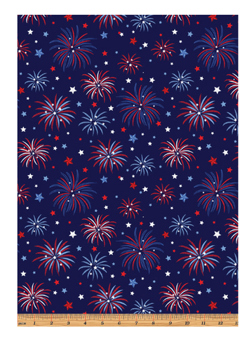 Fireworks on Blue -- All Mid-Atlantic Shop Hop Exclusive Fabric -- Benartex Fabrics (PREORDER)