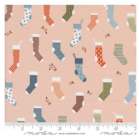 Sweet Stockings in Bubblegum -- Purrfect Christmas by Elena Amo for Moda Fabrics