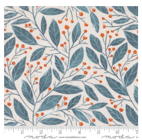 Christmas Greenery in Pearl -- Purrfect Christmas by Elena Amo for Moda Fabrics