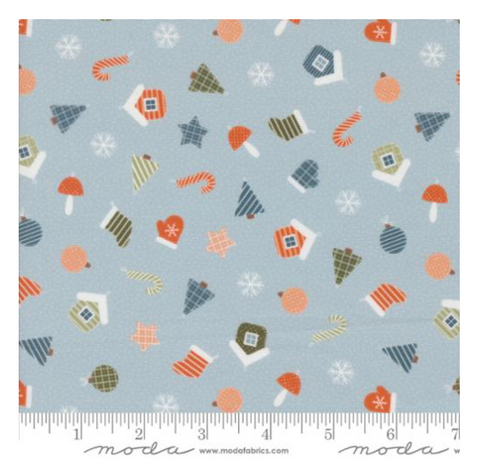 Handmade Ornaments in Sky  -- Purrfect Christmas by Elena Amo for Moda Fabrics