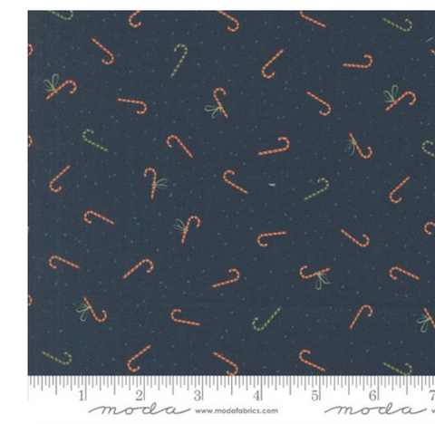 Candy Canes in Midnight -- Purrfect Christmas by Elena Amo for Moda Fabrics