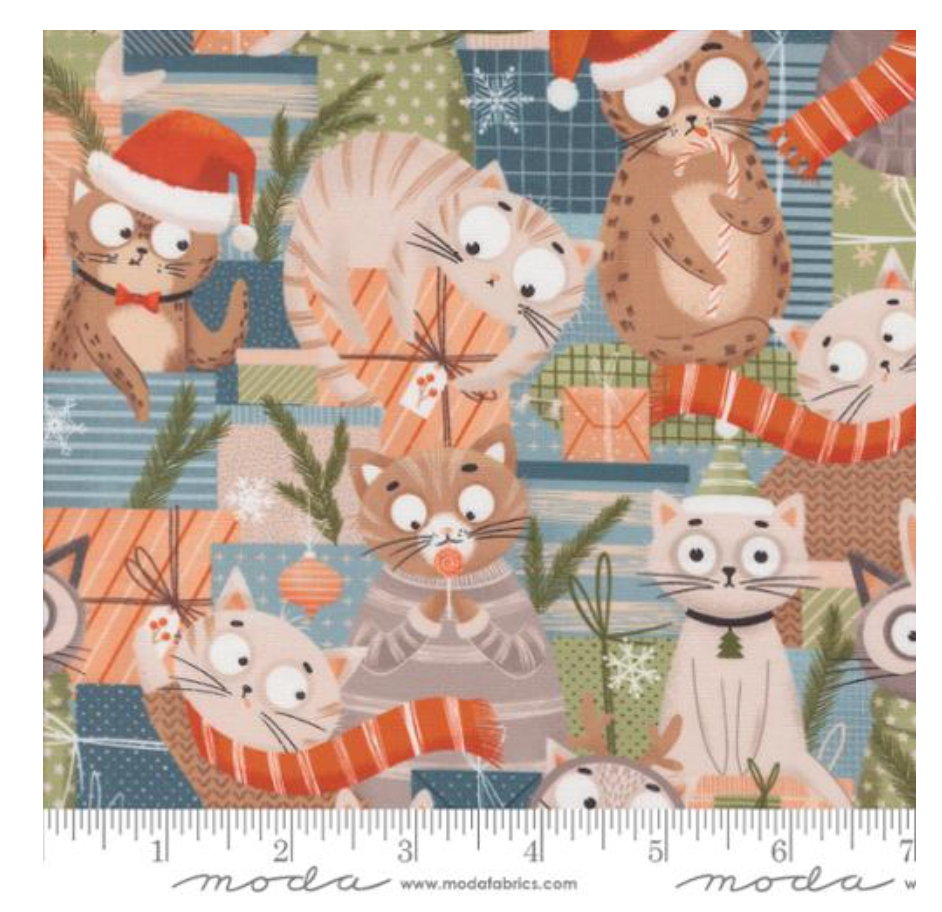 Jolly Kitties in Multi  -- Purrfect Christmas by Elena Amo for Moda Fabrics