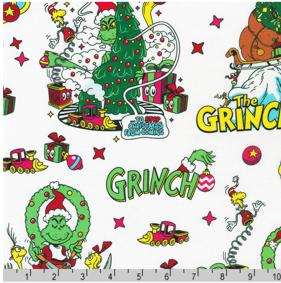 WHITE by Dr. Seuss Enterprises from How the Grinch Stole Christmas --- Robert Kaufman Fabrics
