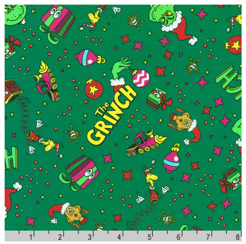 EVERGREEN by Dr. Seuss Enterprises from How the Grinch Stole Christmas --- Robert Kaufman Fabrics