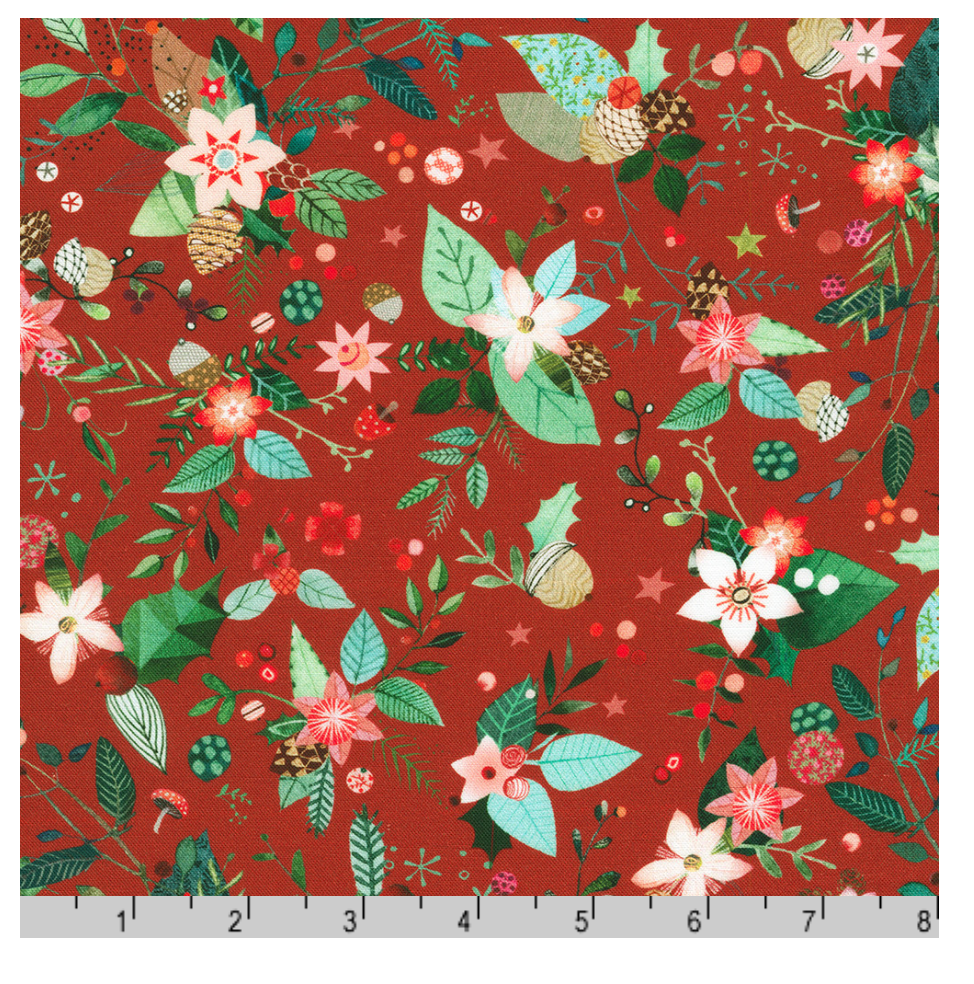 CRIMSON Florals by Lynn Horrabin from Festive Fauna-- Robert Kaufman