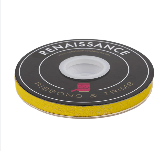 Ribbon Speckled in Yellow 3/8" -- Renaissance Ribbons