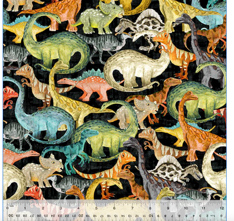 Black Evening Commute  --Age of the Dinosaurs by Katherine Quinn -- Windham Fabrics