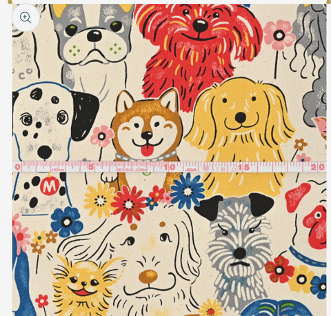 Powerful Animal Dogs Oxford  -- Kokka Fabrics