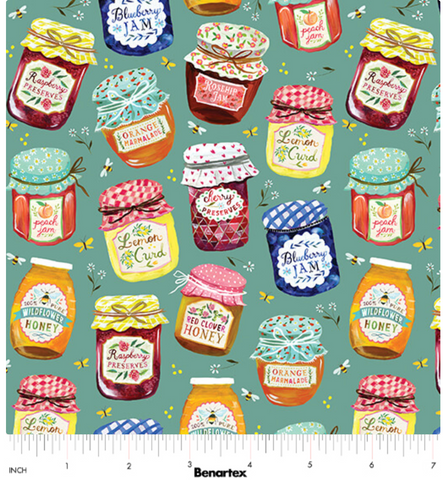 Jam Jars Teal  By KATIE DAISY -- Prairie Heart By KATIE DAISY -- Benartex Fabrics
