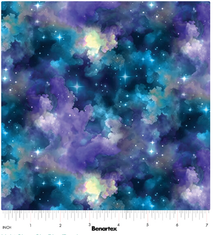 Light Show Sky Blue/Purple -- Celestial SkiesBy SKYLINE STUDIO -- Benartex Fabrics