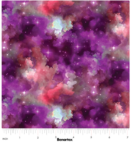 Light Show Sky Fuchsia/Coral -- Celestial SkiesBy SKYLINE STUDIO -- Benartex Fabrics