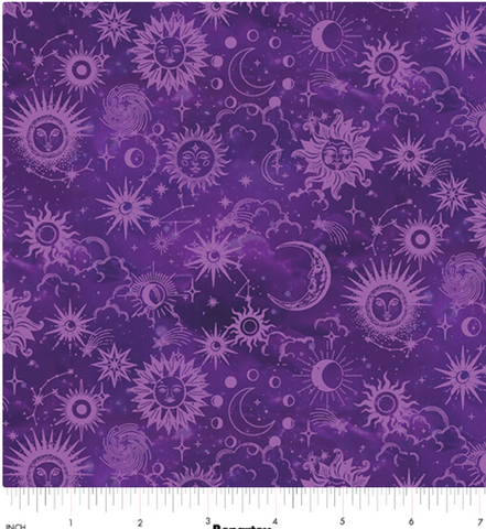 Sun and Moon Tonal Violet-- Celestial SkiesBy SKYLINE STUDIO -- Benartex Fabrics