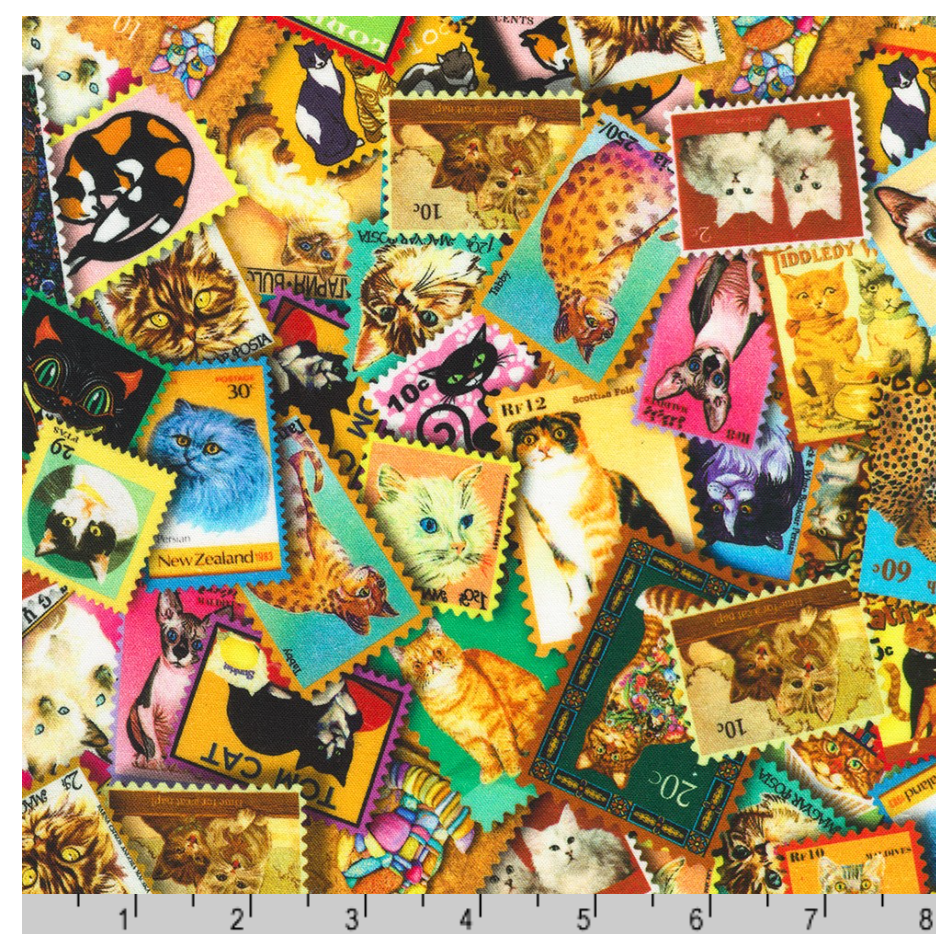 MULTI Cats on Stamps by Lewis T. Johnson from Everyday Favorites -- Robert Kaufman